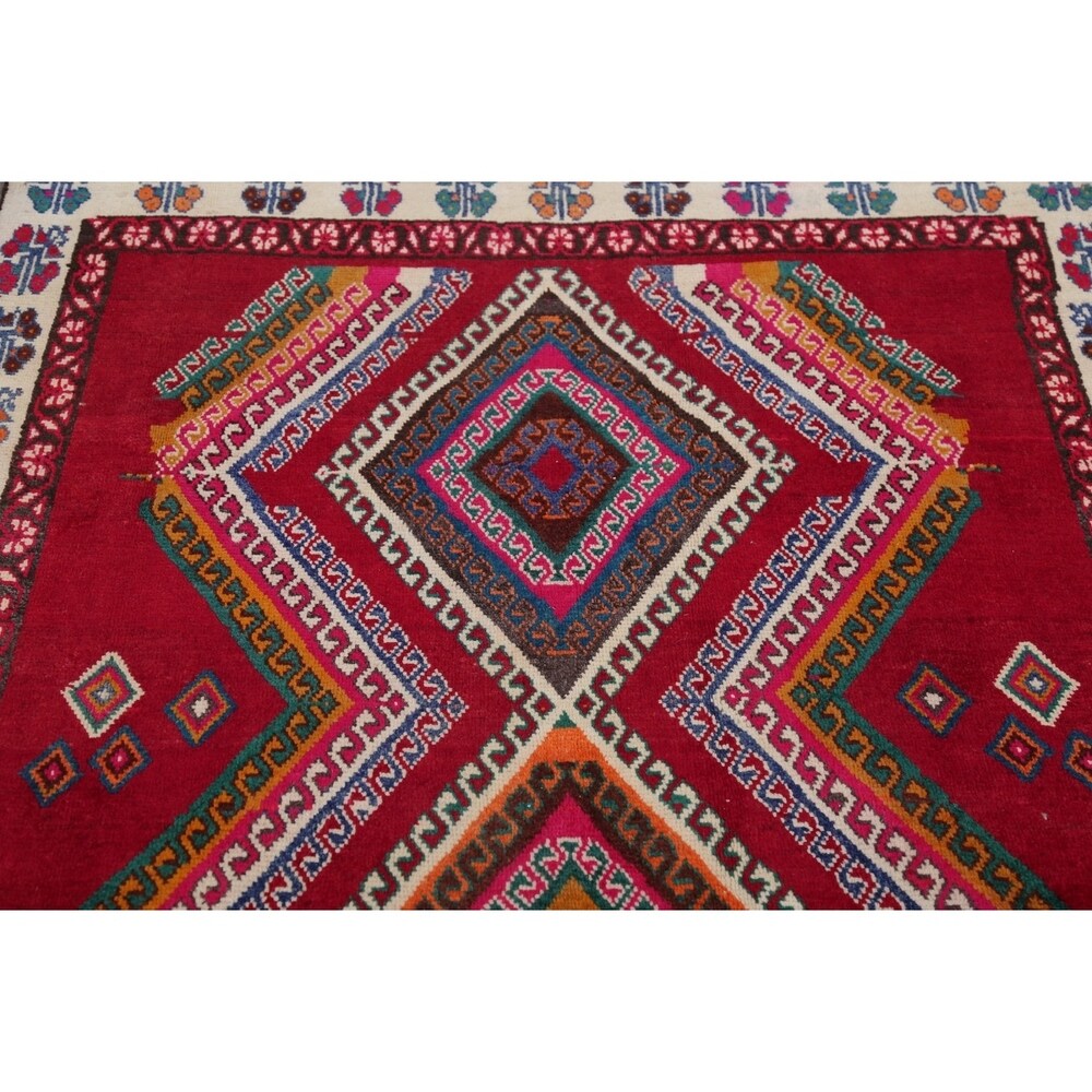 Vintage Lori Geometric Hand-Knotted Wool Persian Oriental Rug - 7'9" x 4'2" Runner