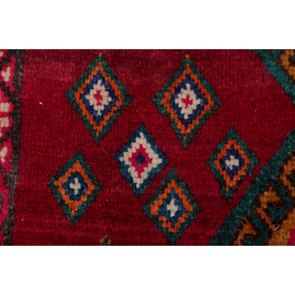 Vintage Lori Geometric Hand-Knotted Wool Persian Oriental Rug - 7'9" x 4'2" Runner
