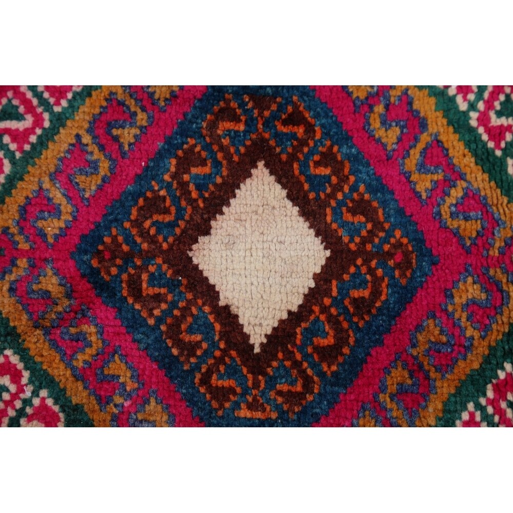 Vintage Lori Geometric Hand-Knotted Wool Persian Oriental Rug - 7'9" x 4'2" Runner