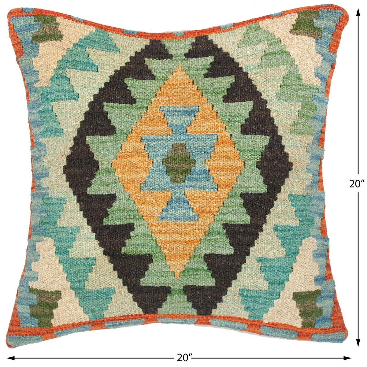 Vintage Mackenzi Hand-Woven Turkish Kilim Throw Pillow 16 in. x 16 in.