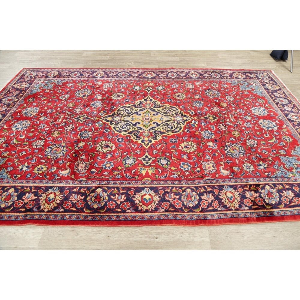 Vintage Mahal Medallion Oriental Hand Knotted Wool Persian Area Rug - 10'11" x 7'11"