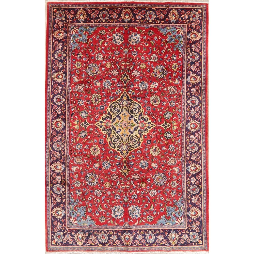 Vintage Mahal Medallion Oriental Hand Knotted Wool Persian Area Rug - 10'11" x 7'11"