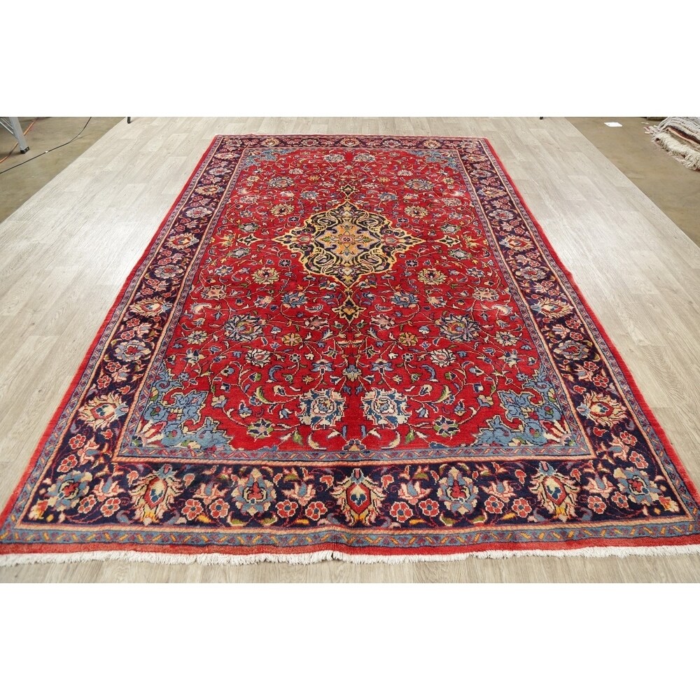 Vintage Mahal Medallion Oriental Hand Knotted Wool Persian Area Rug - 10'11" x 7'11"