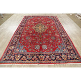 Vintage Mahal Medallion Oriental Hand Knotted Wool Persian Area Rug - 10'11" x 7'11"