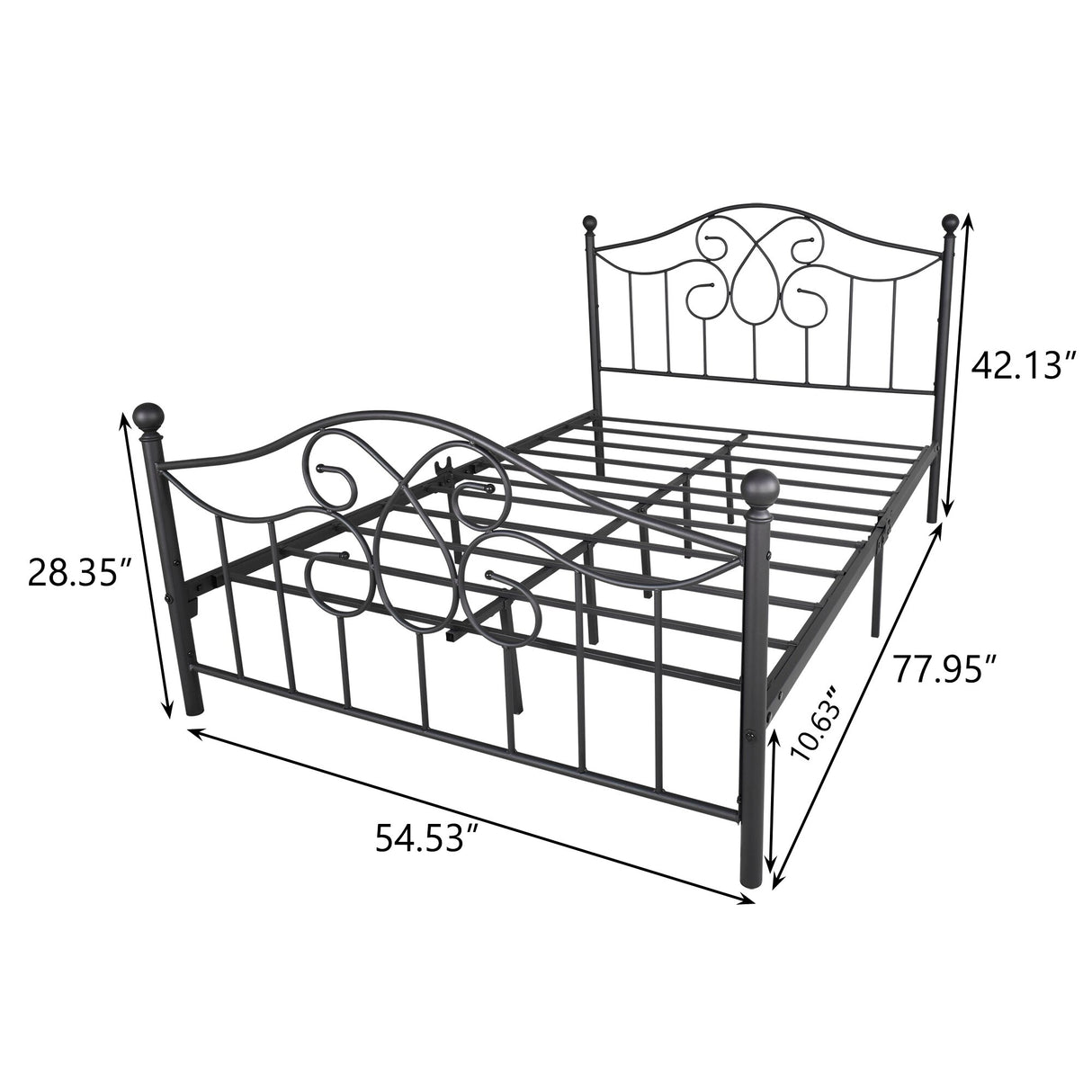 Vintage Metal Bed Frame with Headboard and Footboard,Easy Assembly