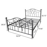 Vintage Metal Bed Frame with Headboard and Footboard,Easy Assembly