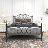 Vintage Metal Bed Frame with Headboard and Footboard,Easy Assembly
