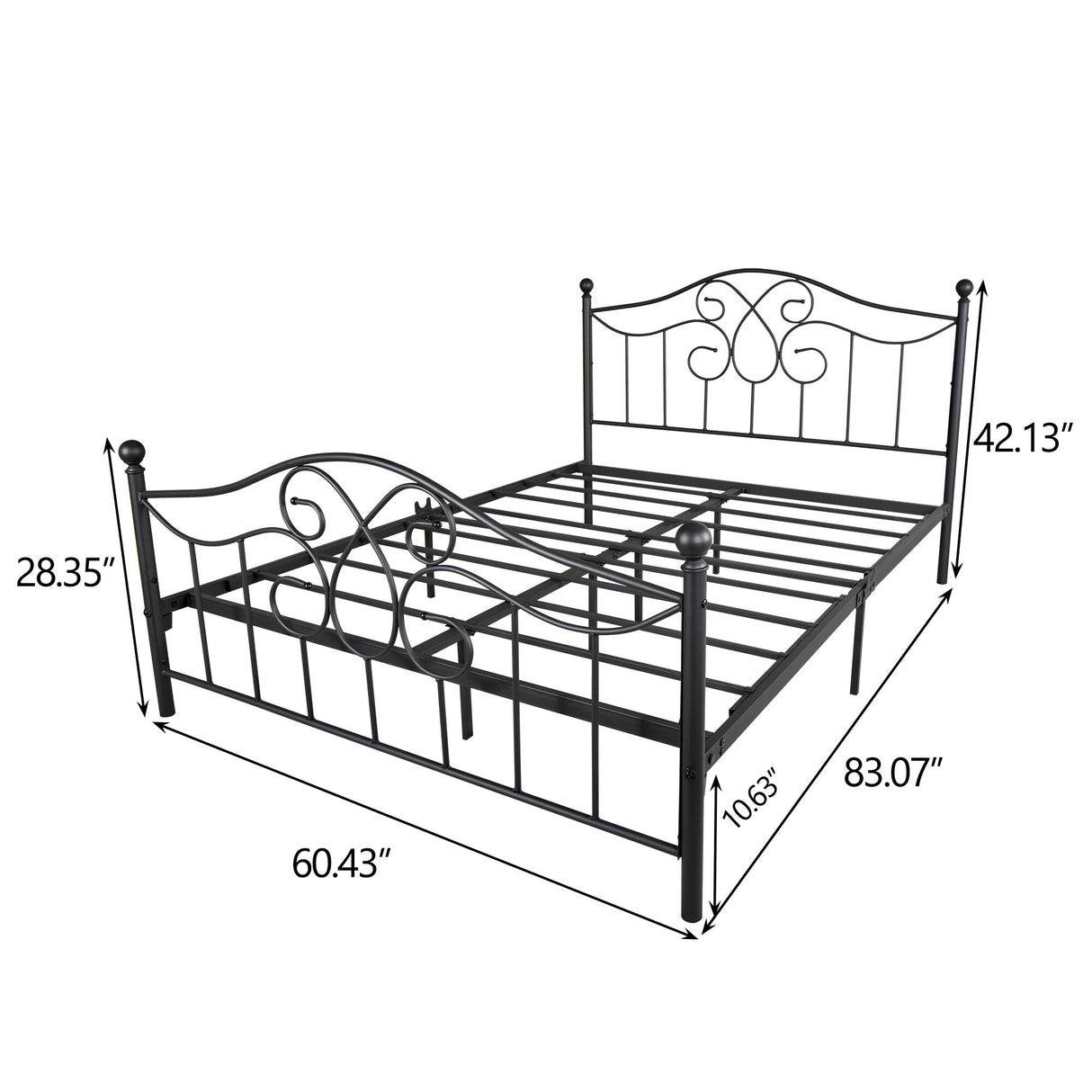 Vintage Metal Bed Frame with Headboard and Footboard,Easy Assembly