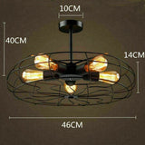 Vintage Metal Cage Ceiling Light Fixture Industrial Retro Chandelier - 10" x 18"