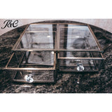 Vintage Mirrored Glass High Level Makeup Organizer With Diamond Cut - Silver