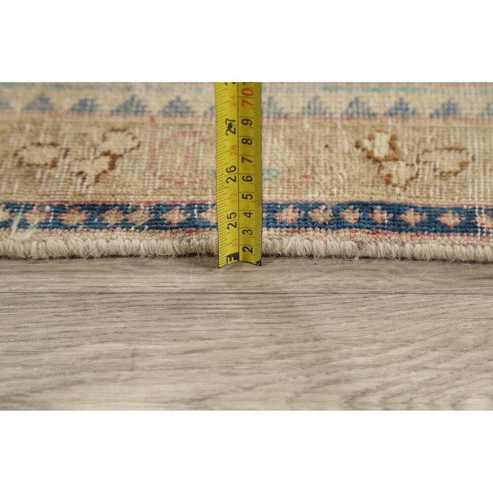 Vintage Muted Distressed Medallion Hand Knotted Persian Area Rug - 12'5" x 9'9"