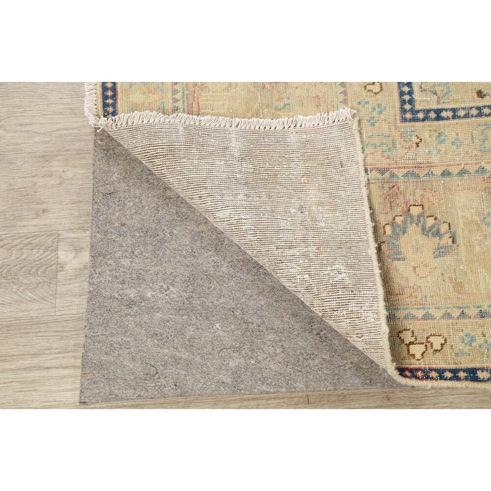 Vintage Muted Distressed Medallion Hand Knotted Persian Area Rug - 12'5" x 9'9"