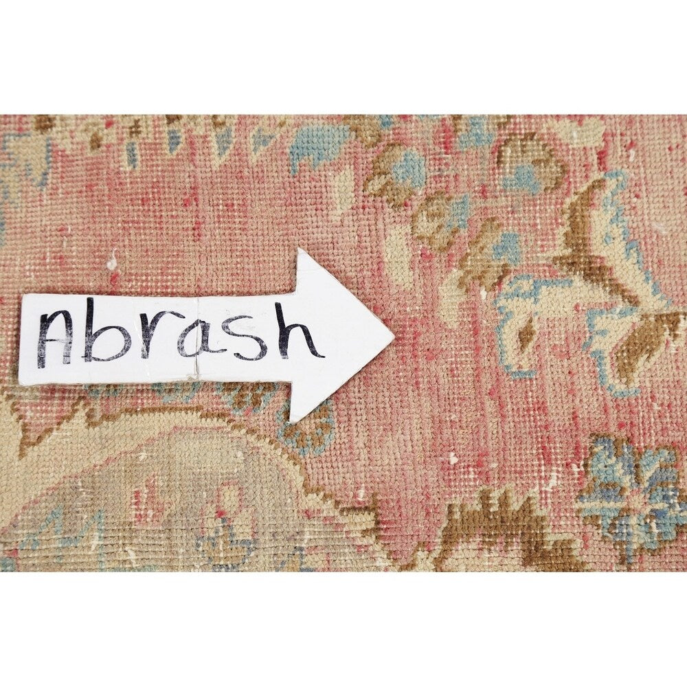 Vintage Muted Distressed Medallion Hand Knotted Persian Area Rug - 12'5" x 9'9"