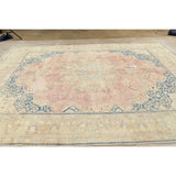 Vintage Muted Distressed Medallion Hand Knotted Persian Area Rug - 12'5" x 9'9"