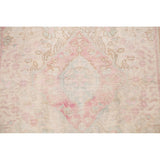 Vintage Muted Distressed Tabriz Medallion Handmade Persian Area Rug - 4'5" x 2'10"