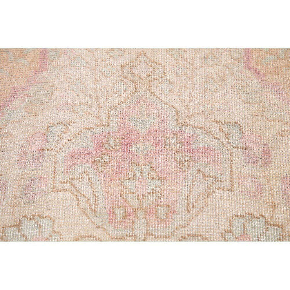 Vintage Muted Distressed Tabriz Medallion Handmade Persian Area Rug - 4'5" x 2'10"