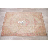 Vintage Muted Distressed Tabriz Medallion Handmade Persian Area Rug - 4'5" x 2'10"
