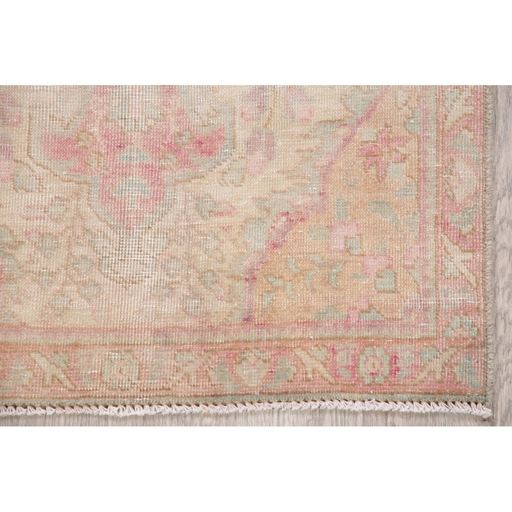 Vintage Muted Distressed Tabriz Medallion Handmade Persian Area Rug - 4'5" x 2'10"