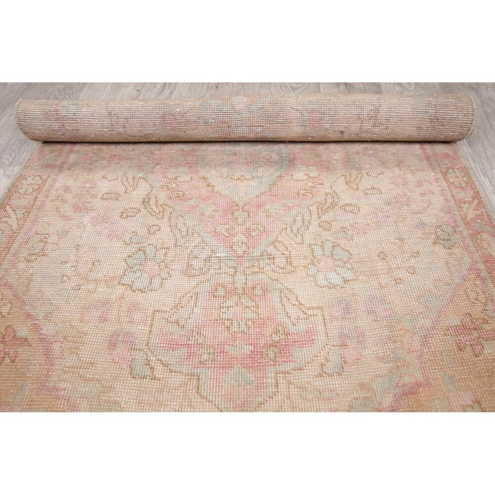 Vintage Muted Distressed Tabriz Medallion Handmade Persian Area Rug - 4'5" x 2'10"