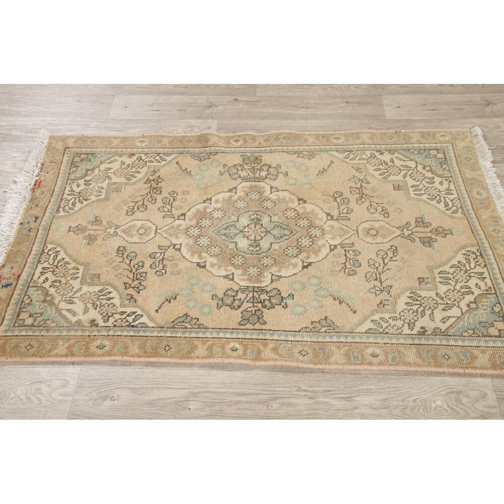Vintage Muted Tabriz Hand Knotted Wool Distressed Persian Area Rug - 4'9" x 2'11"