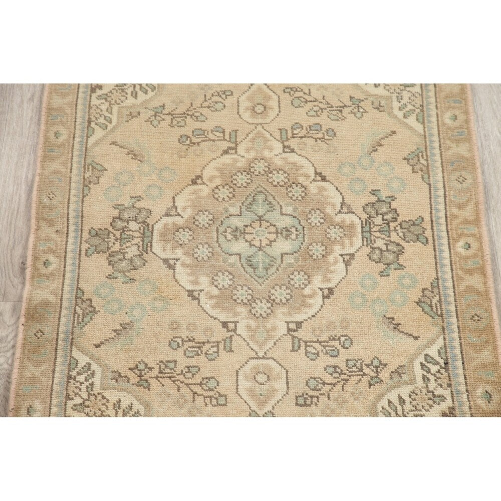 Vintage Muted Tabriz Hand Knotted Wool Distressed Persian Area Rug - 4'9" x 2'11"