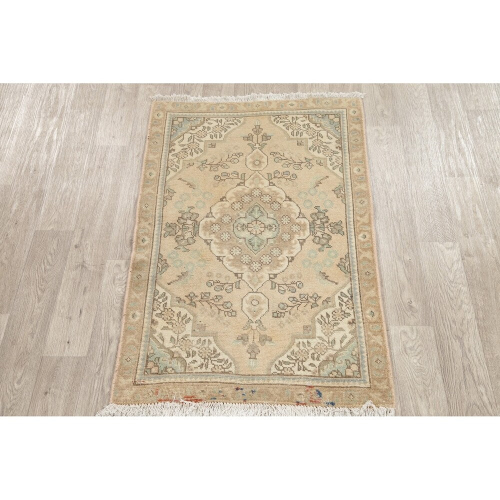 Vintage Muted Tabriz Hand Knotted Wool Distressed Persian Area Rug - 4'9" x 2'11"