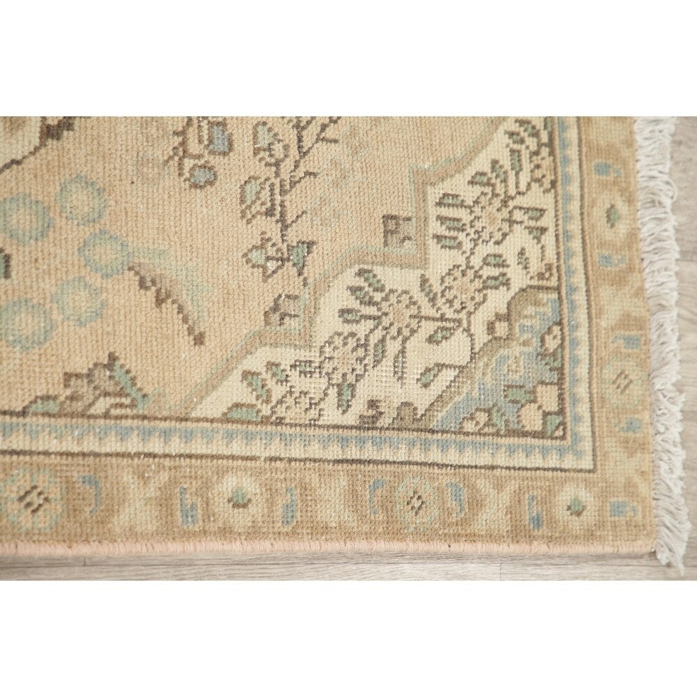 Vintage Muted Tabriz Hand Knotted Wool Distressed Persian Area Rug - 4'9" x 2'11"
