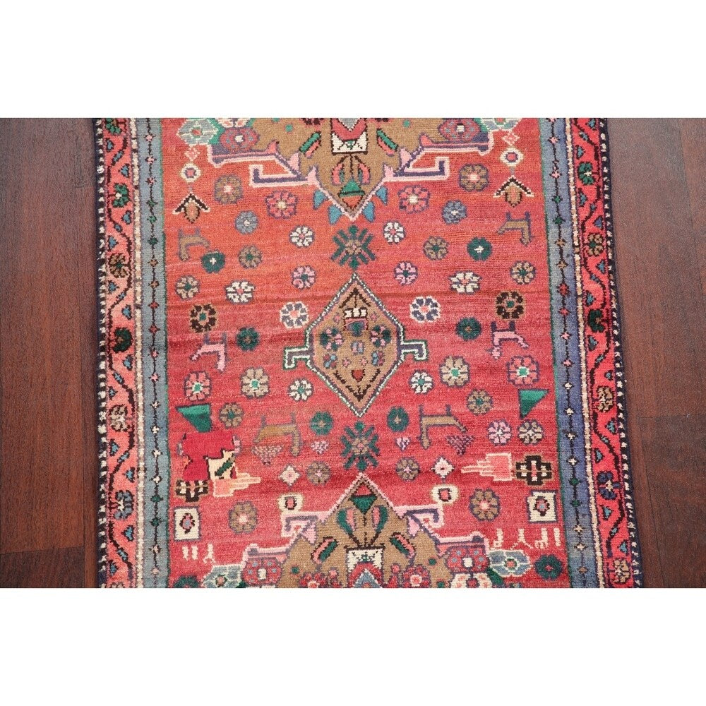 Vintage Oriental Carpet Hand Knotted Hamedan Persian Rug - 8'4" X 2'9" Runner