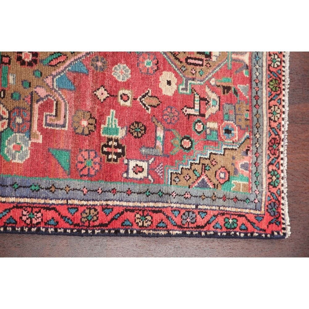 Vintage Oriental Carpet Hand Knotted Hamedan Persian Rug - 8'4" X 2'9" Runner