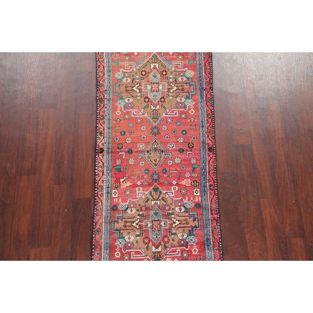 Vintage Oriental Carpet Hand Knotted Hamedan Persian Rug - 8'4" X 2'9" Runner