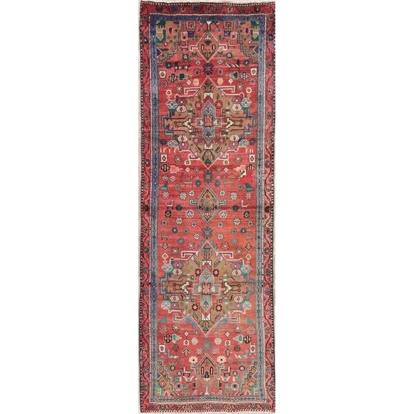 Vintage Oriental Carpet Hand Knotted Hamedan Persian Rug - 8'4" X 2'9" Runner