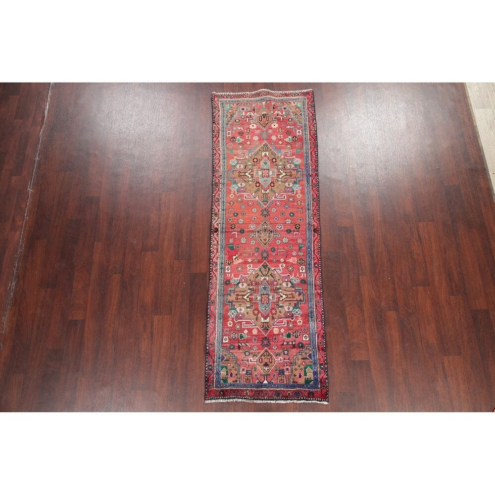 Vintage Oriental Carpet Hand Knotted Hamedan Persian Rug - 8'4" X 2'9" Runner