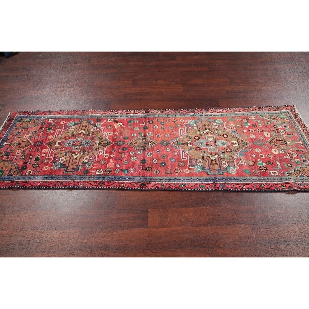 Vintage Oriental Carpet Hand Knotted Hamedan Persian Rug - 8'4" X 2'9" Runner