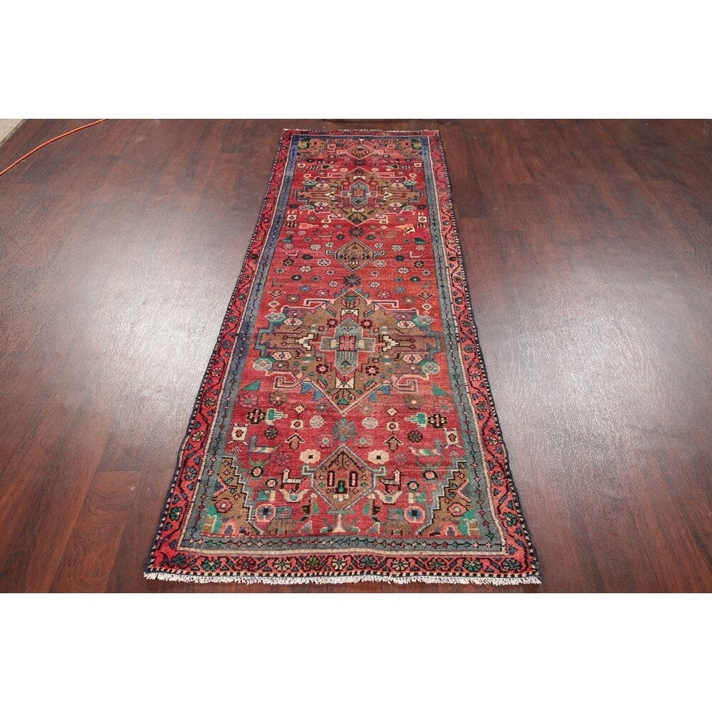 Vintage Oriental Carpet Hand Knotted Hamedan Persian Rug - 8'4" X 2'9" Runner