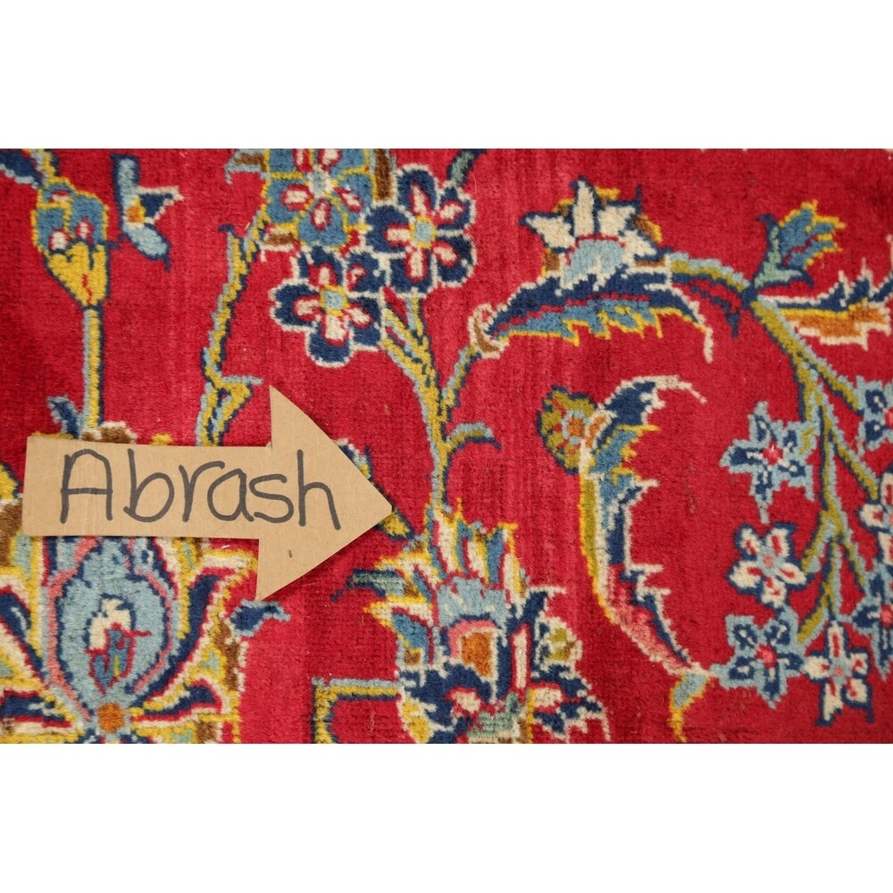 Vintage Oriental Hand Knotted Carpet Medallion Kashan Persian Area Rug - 13'7" X 9'8"
