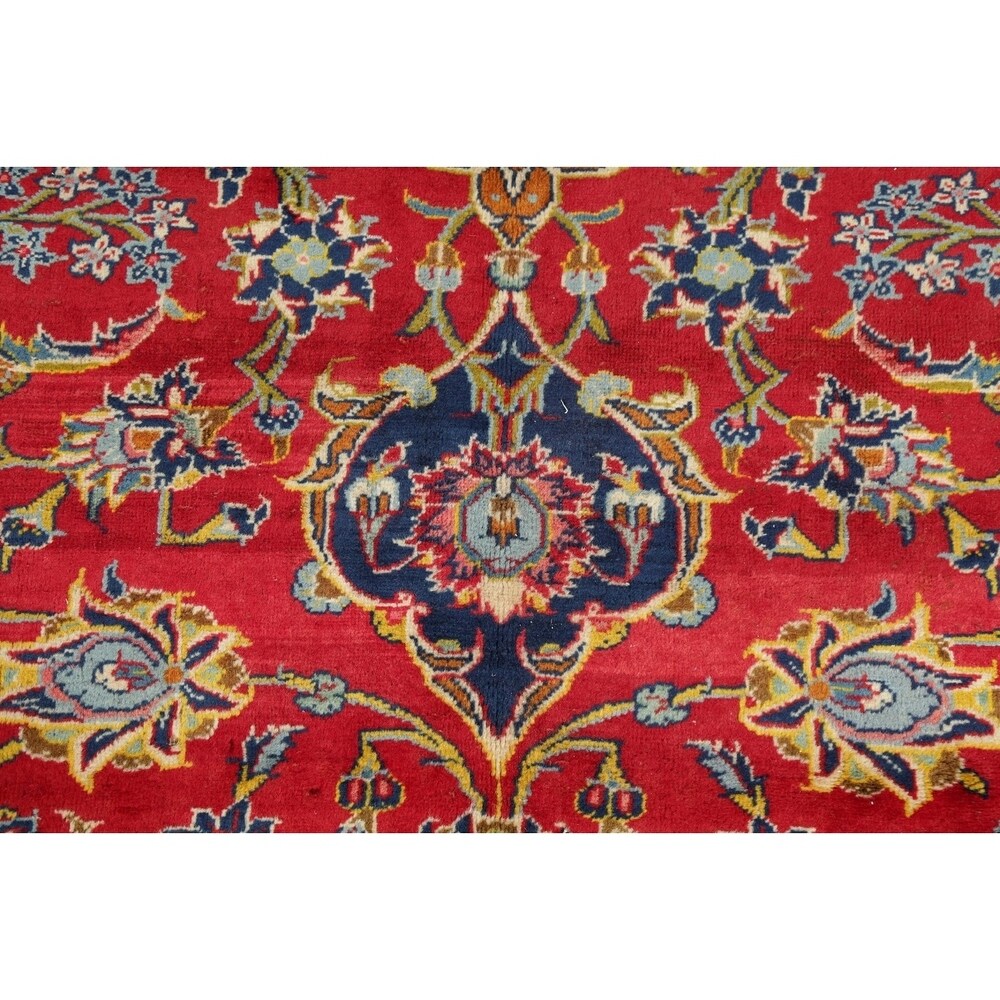 Vintage Oriental Hand Knotted Carpet Medallion Kashan Persian Area Rug - 13'7" X 9'8"