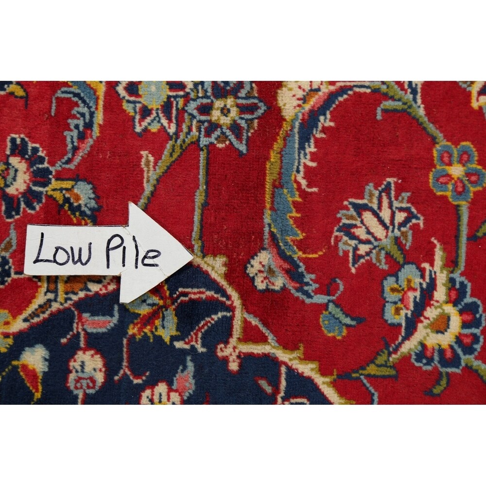 Vintage Oriental Hand Knotted Carpet Medallion Kashan Persian Area Rug - 13'7" X 9'8"