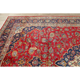Vintage Oriental Hand Knotted Carpet Medallion Kashan Persian Area Rug - 13'7" X 9'8"