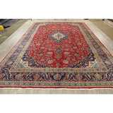 Vintage Oriental Hand Knotted Carpet Medallion Kashan Persian Area Rug - 13'7" X 9'8"