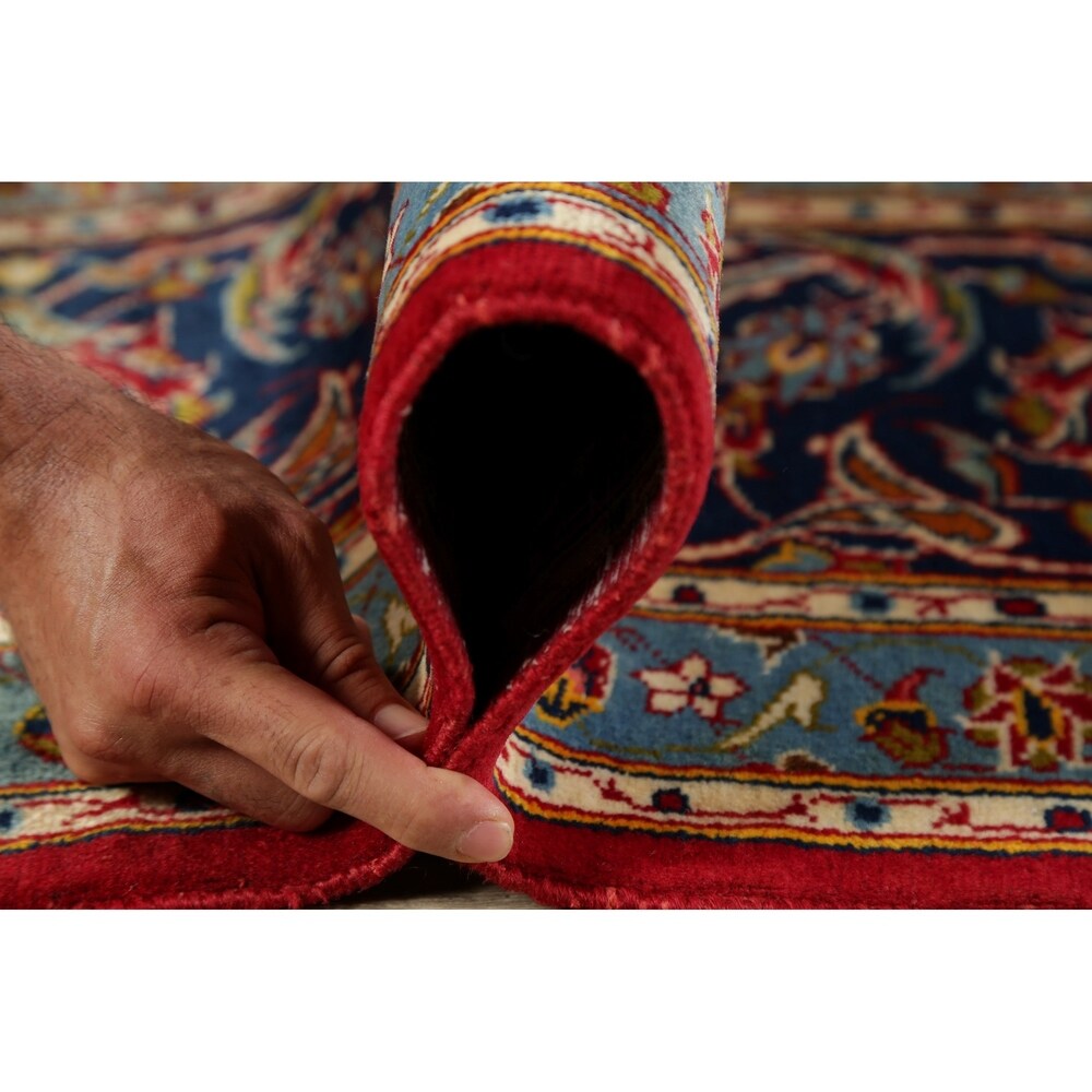Vintage Oriental Hand Knotted Carpet Medallion Kashan Persian Area Rug - 13'7" X 9'8"
