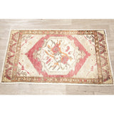 Vintage Oushak Oriental Tribal Hand Knotted Wool Turkish Area Rug - 3'1" x 1'10"