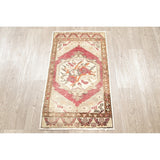 Vintage Oushak Oriental Tribal Hand Knotted Wool Turkish Area Rug - 3'1" x 1'10"
