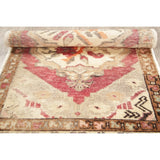 Vintage Oushak Oriental Tribal Hand Knotted Wool Turkish Area Rug - 3'1" x 1'10"