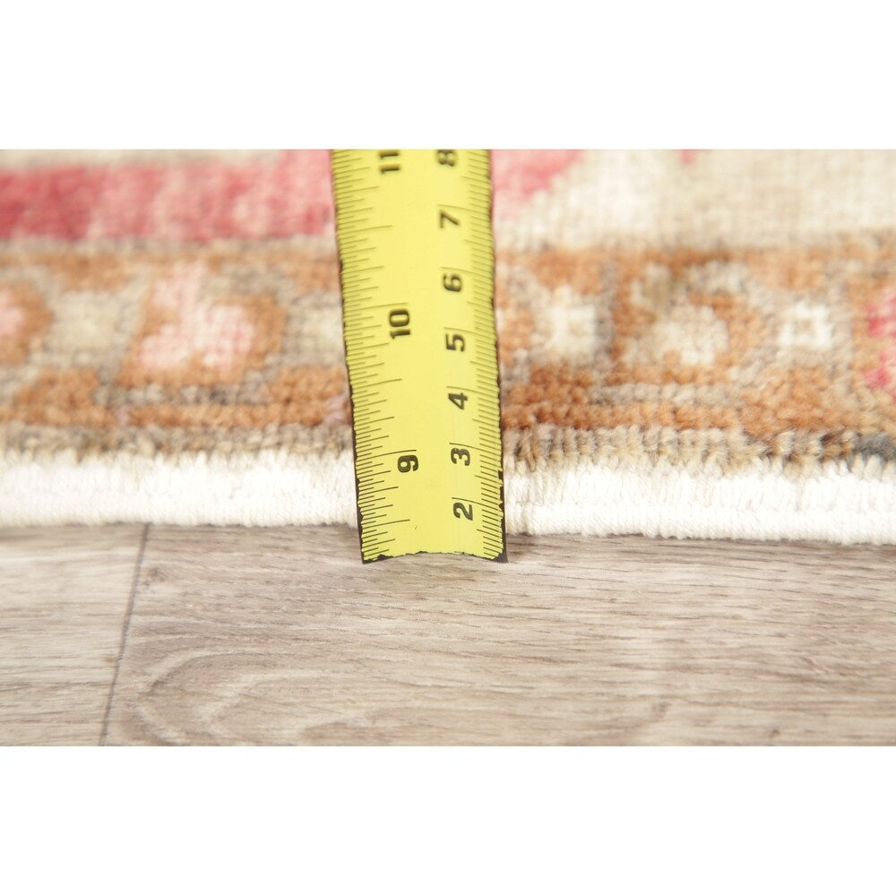 Vintage Oushak Oriental Tribal Hand Knotted Wool Turkish Area Rug - 3'1" x 1'10"