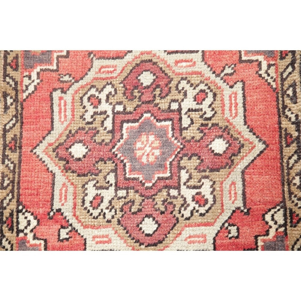 Vintage Oushak Traditional Oriental Hand Knotted Wool Turkish Area Rug - 2'10''x 1'8''