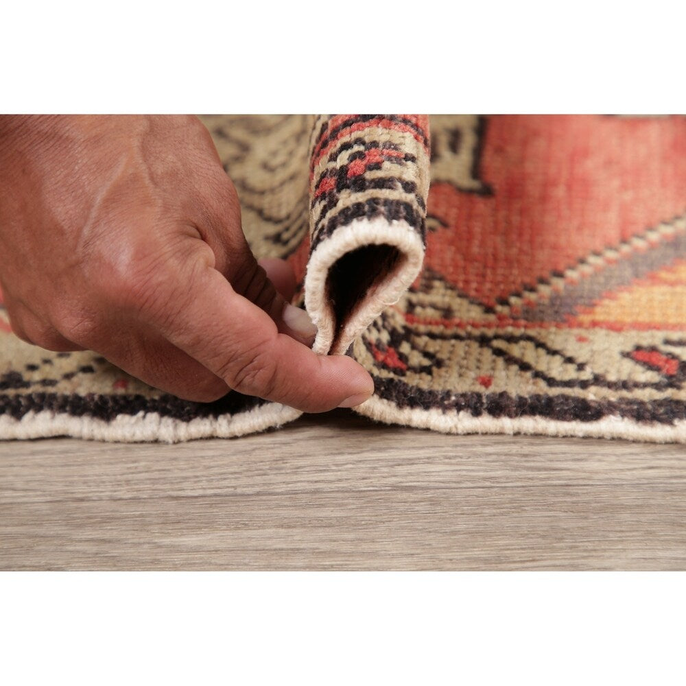 Vintage Oushak Traditional Oriental Hand Knotted Wool Turkish Area Rug - 2'10''x 1'8''