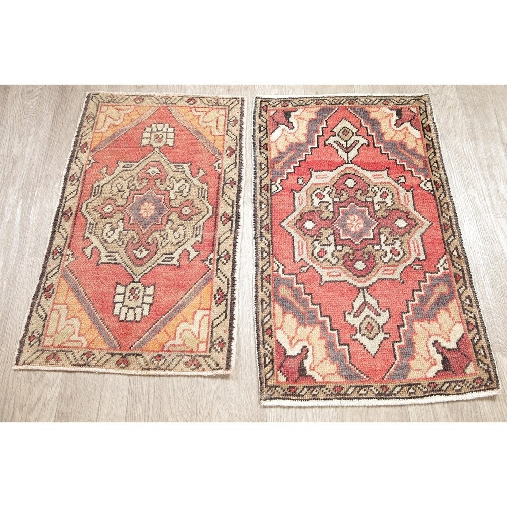 Vintage Oushak Traditional Oriental Hand Knotted Wool Turkish Area Rug - 2'10''x 1'8''