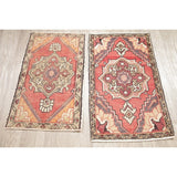 Vintage Oushak Traditional Oriental Hand Knotted Wool Turkish Area Rug - 2'10''x 1'8''