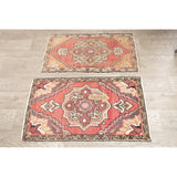 Vintage Oushak Traditional Oriental Hand Knotted Wool Turkish Area Rug - 2'10''x 1'8''