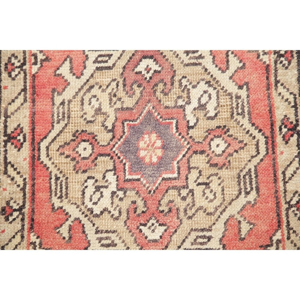 Vintage Oushak Traditional Oriental Hand Knotted Wool Turkish Area Rug - 2'10''x 1'8''